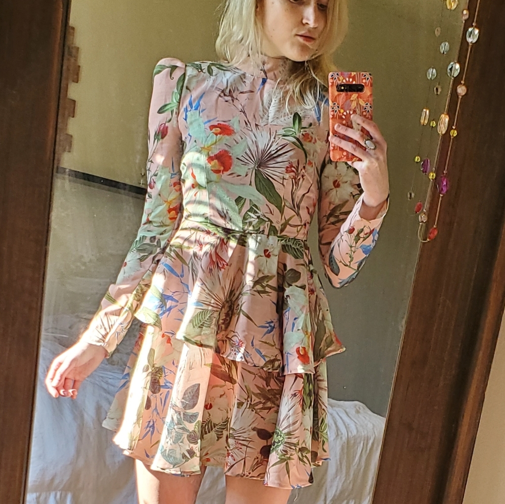 Pretty Little Thing High neck Teired Skater dress